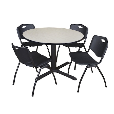 Cain Cain Round Table & Chair Set, Wood, Metal, Plastic Top, Maple TB48RNDPL47BK